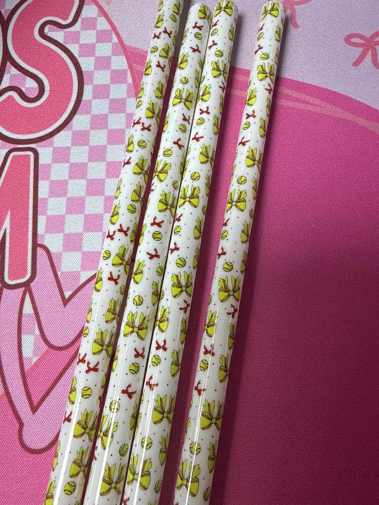 Coquette softball 40 ounce straw