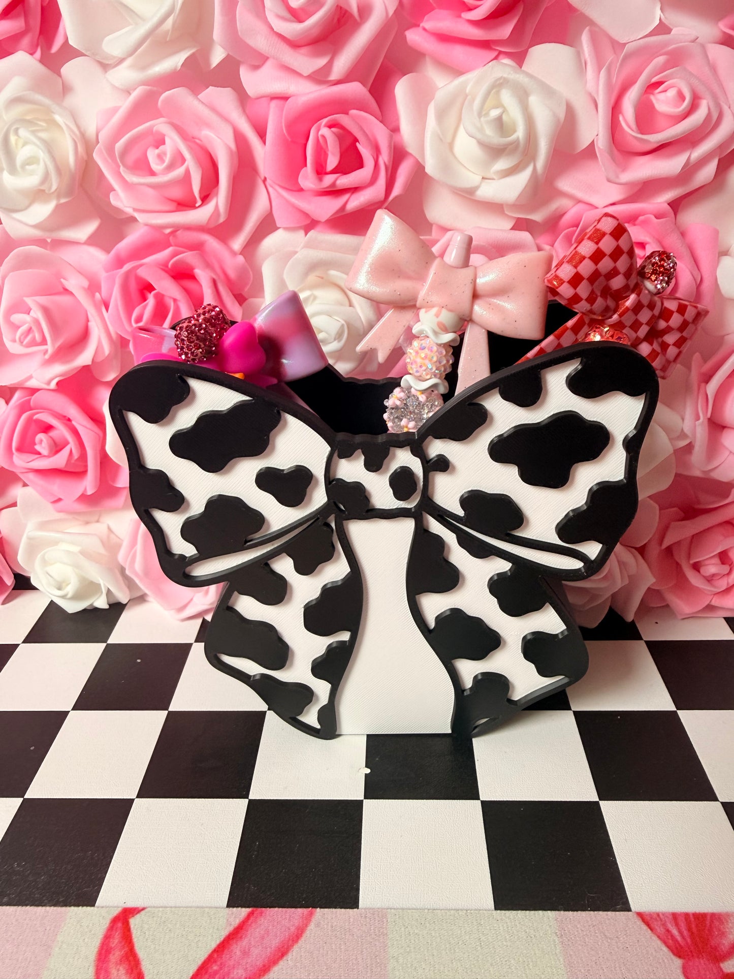 Cow Print Bow Pen Box
