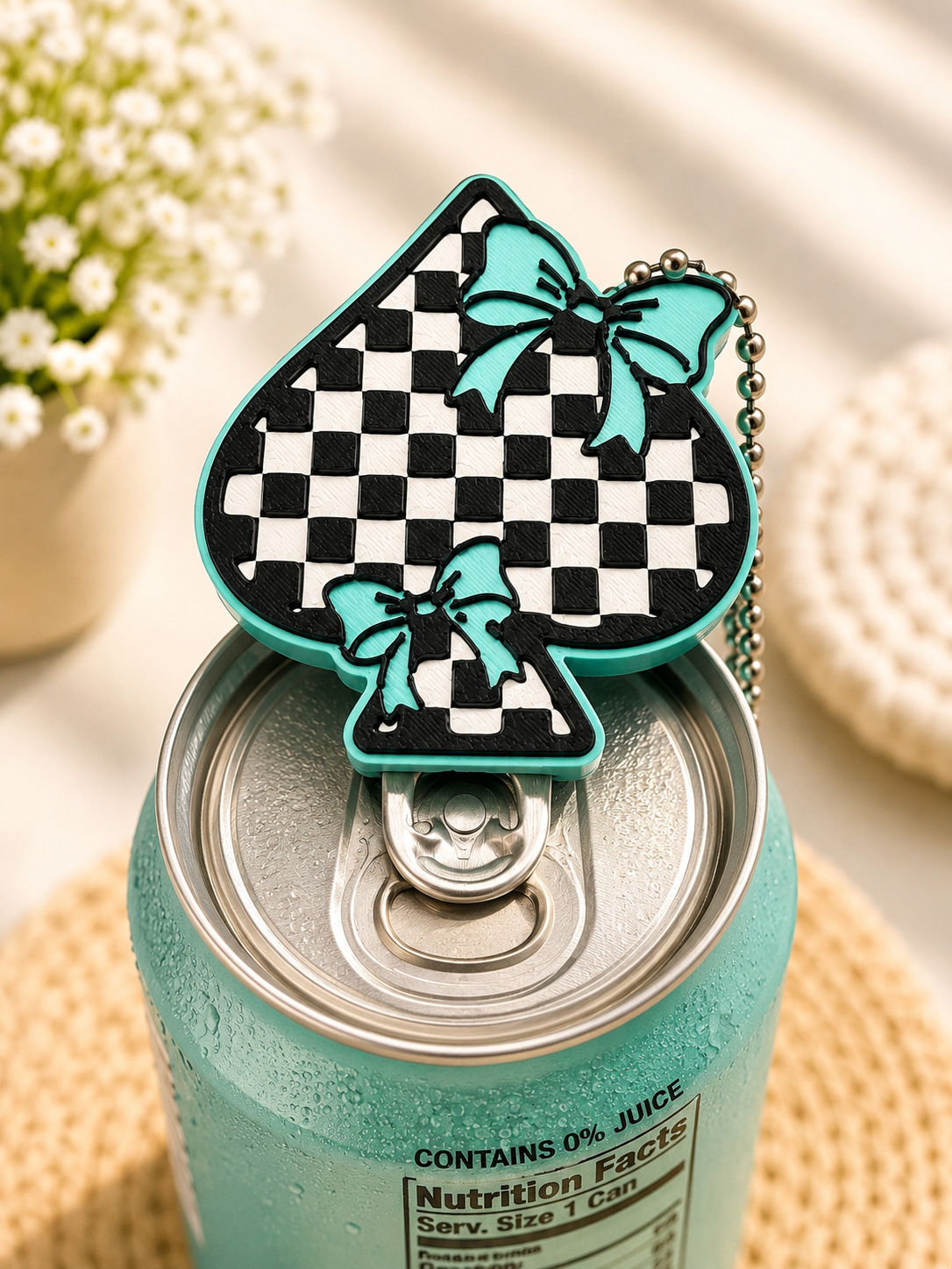 Checkered spade bow can tab opener