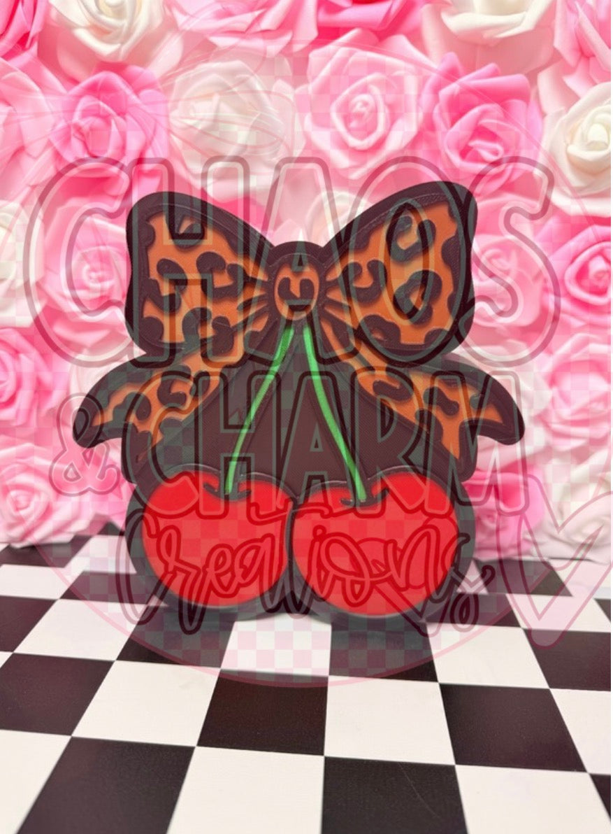 Leopard bow cherries Bow Pen Box * Exclusive