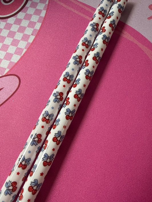 4th of July Cherry Bow 40 oz straw