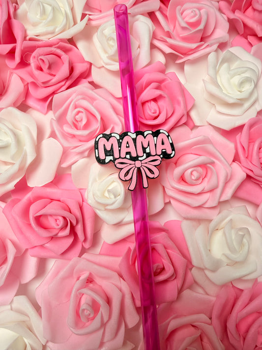 Checkered Mama Pink Straw Topper