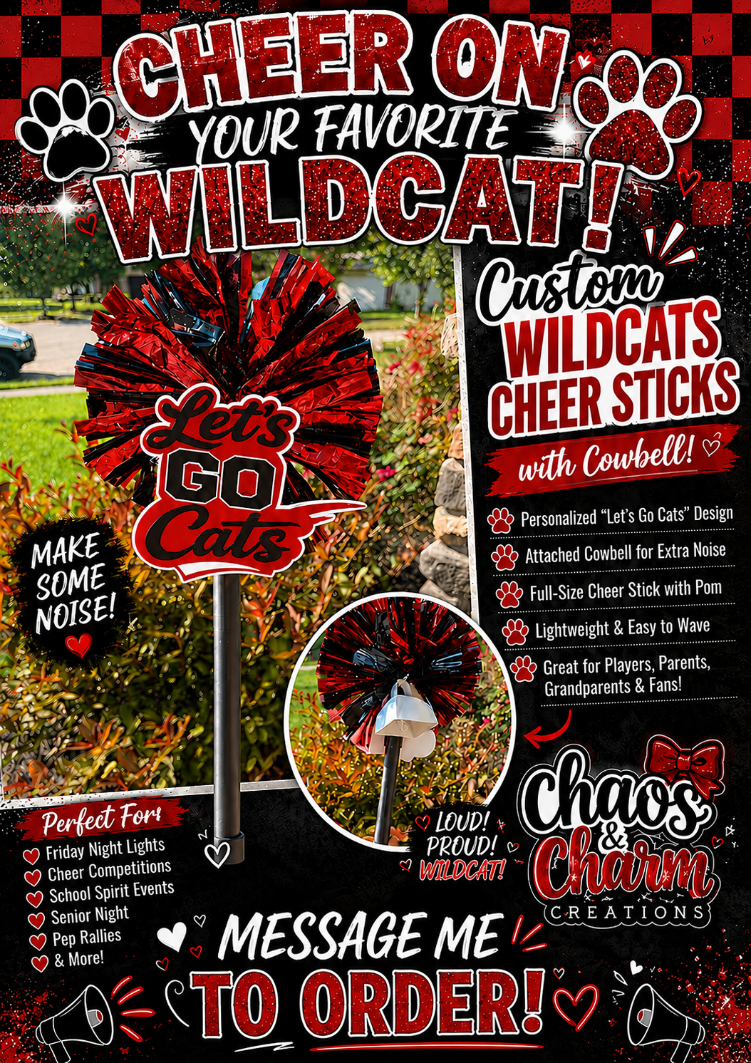 CUSTOM CATS CHEER STICK