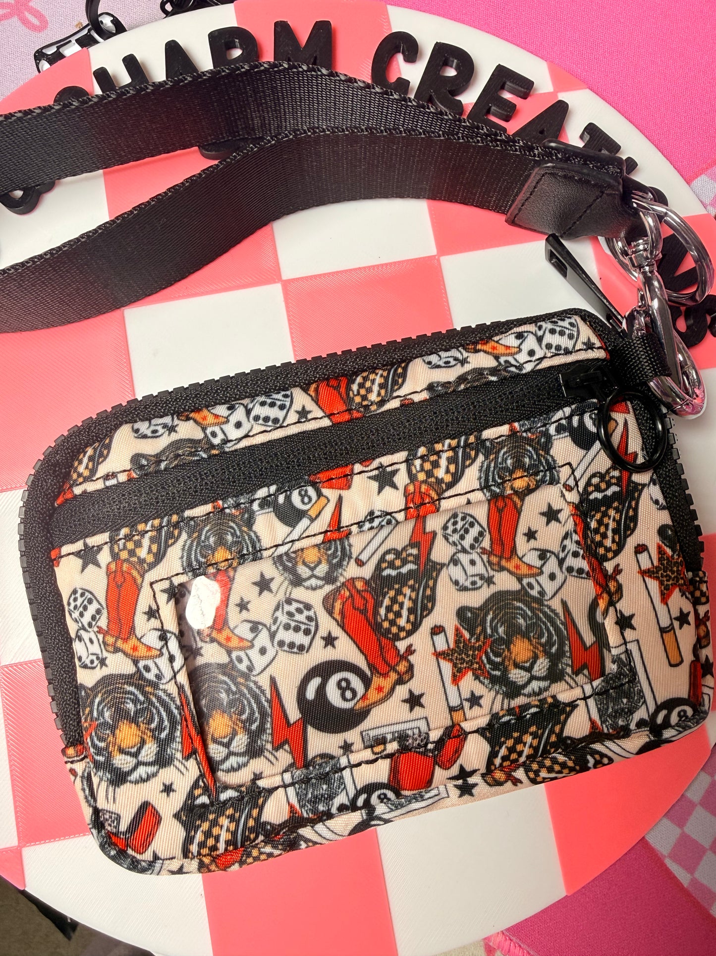 Tiger 8 Ball Print Wristlet