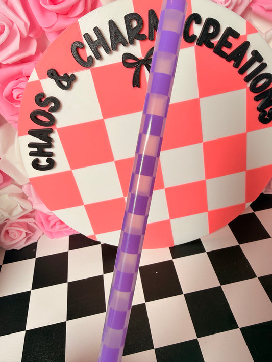 Purple/clear Checkered Print 40 0z Straw