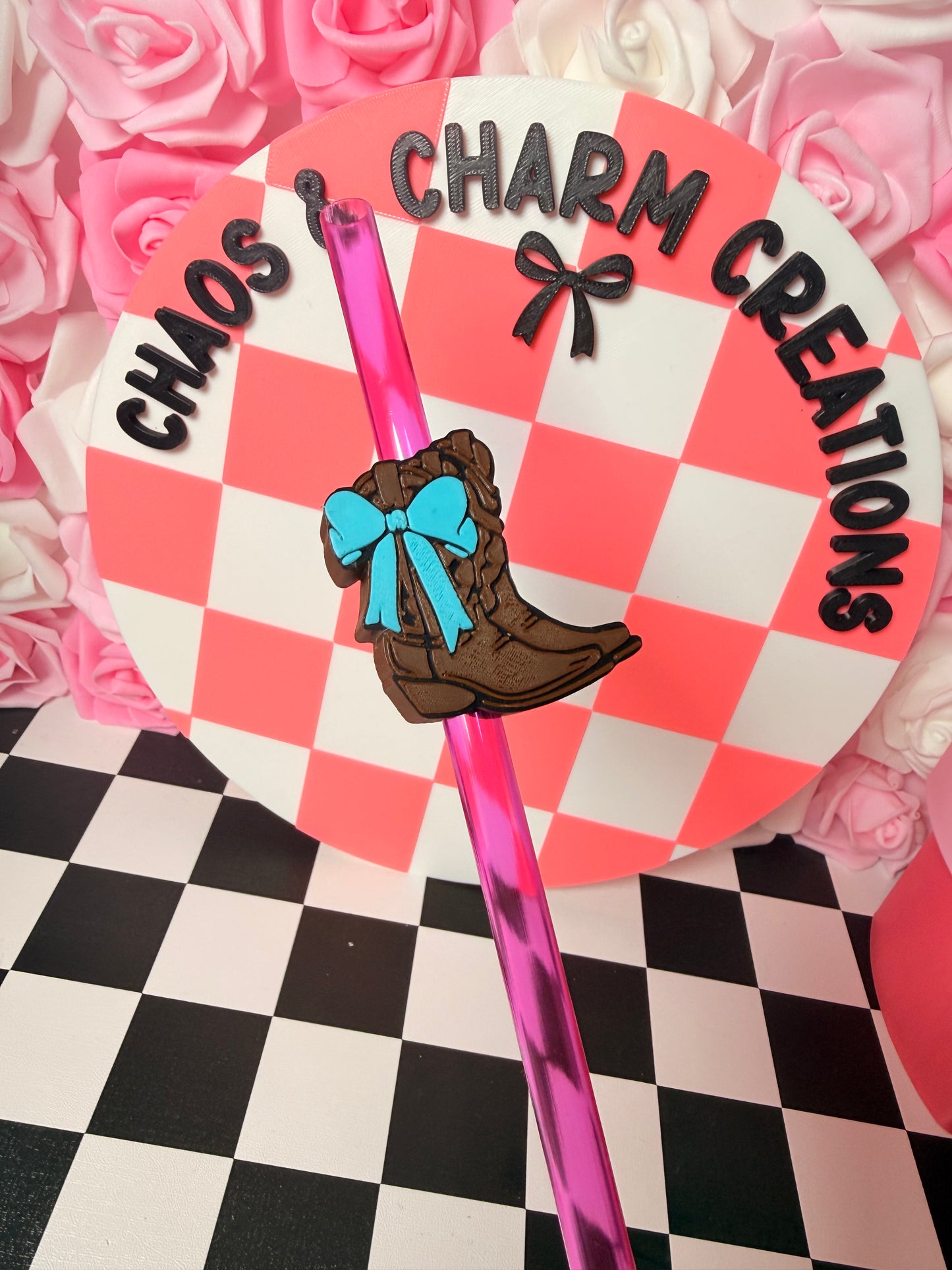 Western Boot with Bow Straw Topper