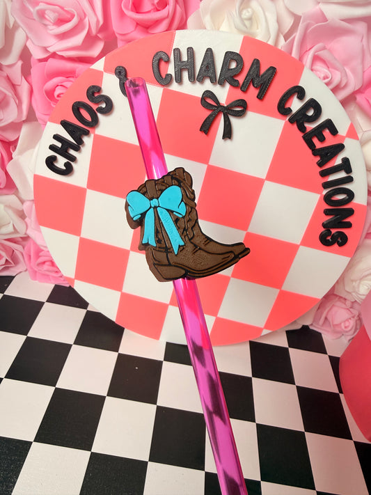 Western Boot with Bow Straw Topper