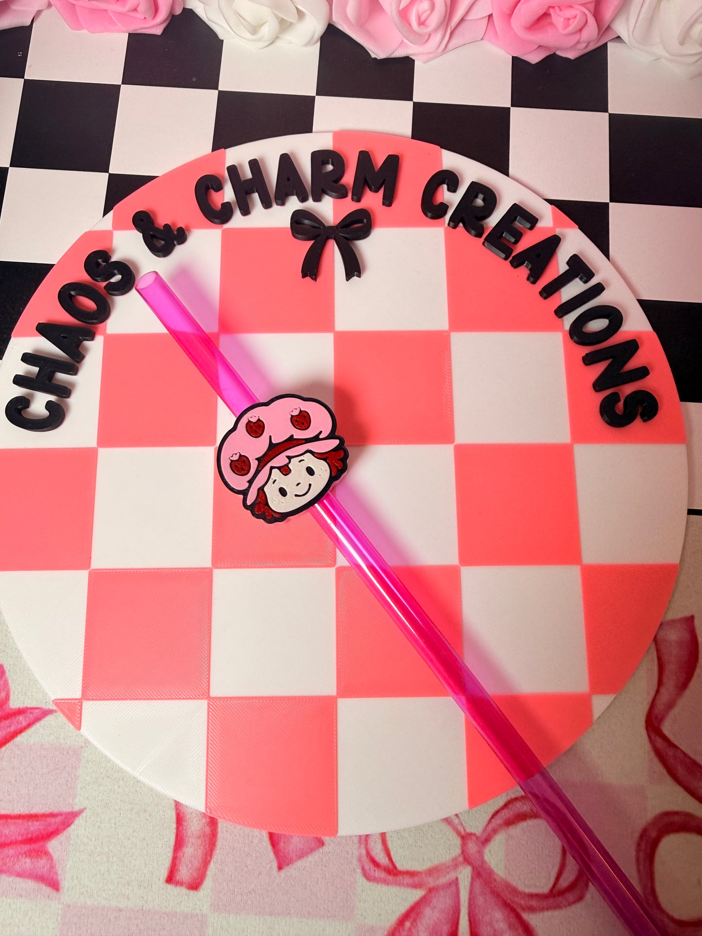 Strawberry Girl Straw Topper